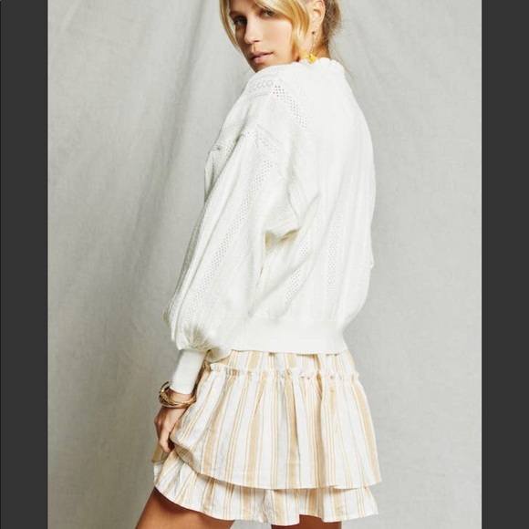 Puff Sleeve Sweater in Winter White with Ruffle detail and Puff Sleeves - Picture 3 of 4